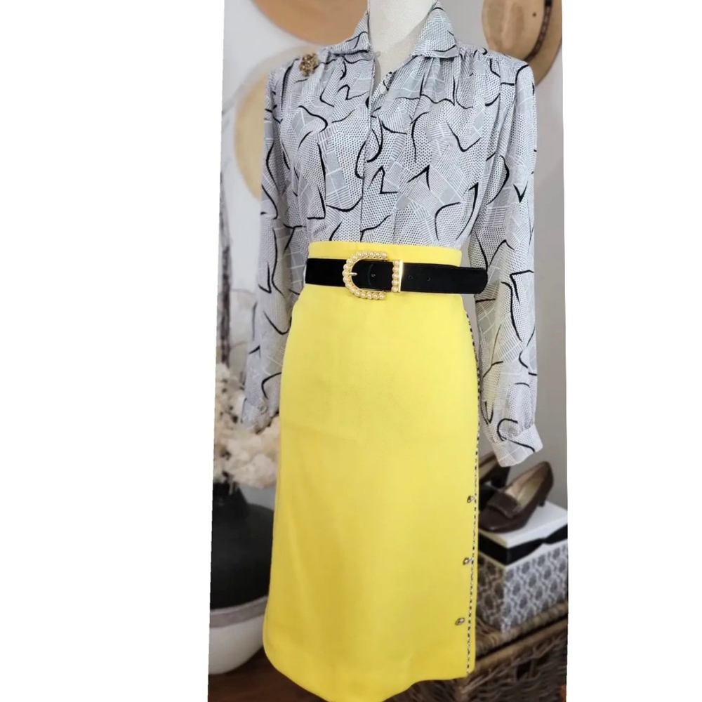 60's Vintage Travables by Mendel Bright Yellow A-line Midi Skirt ,